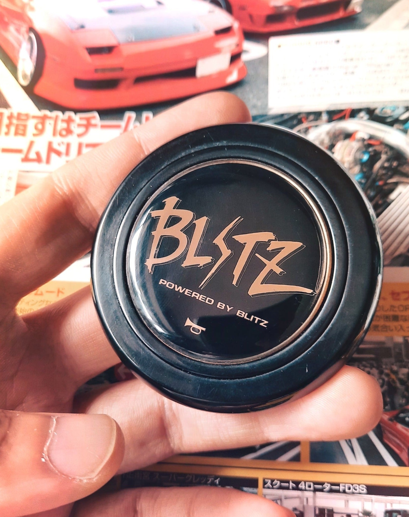 BLITZ Old Logo Horn Button - Rare 90s JDM Steering Wheel Button