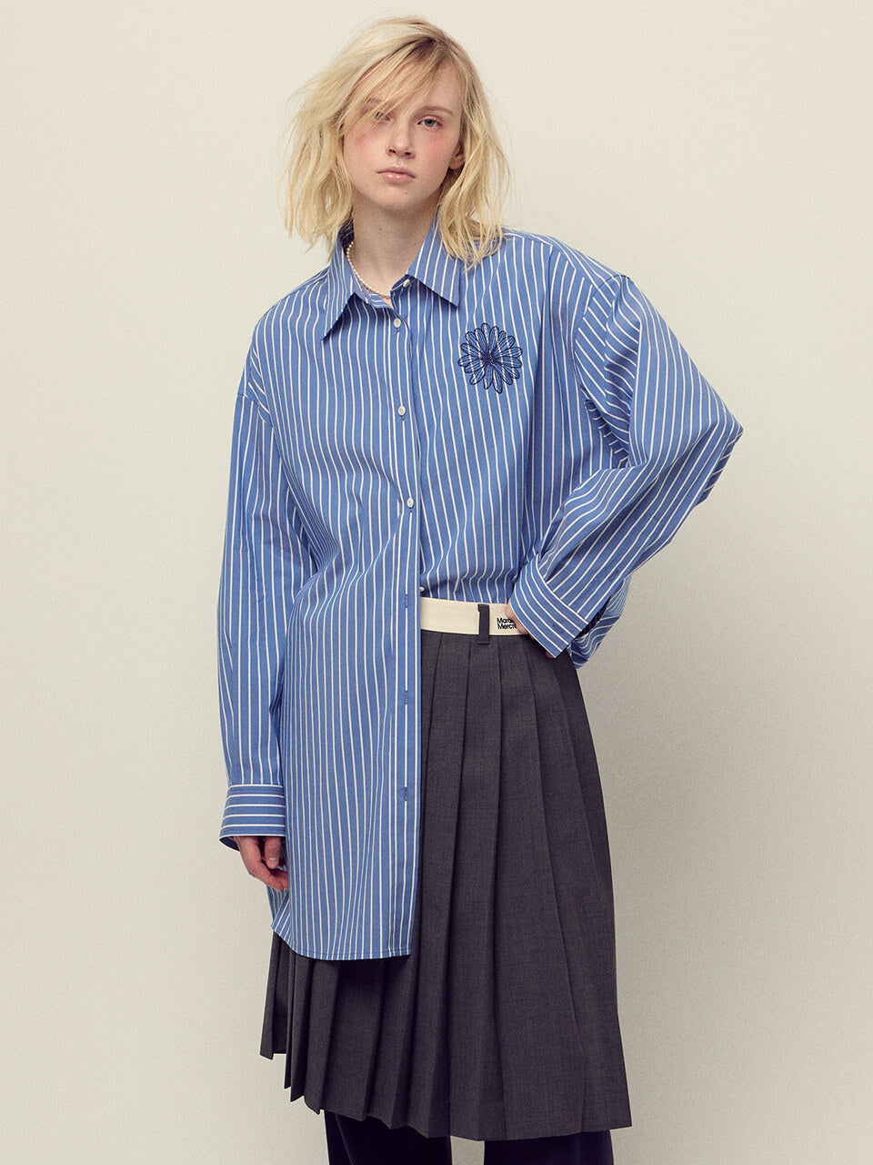 COTTON OVERSIZED SHIRT STRIPE_BLUE NAVY – Mardi Mercredi JP