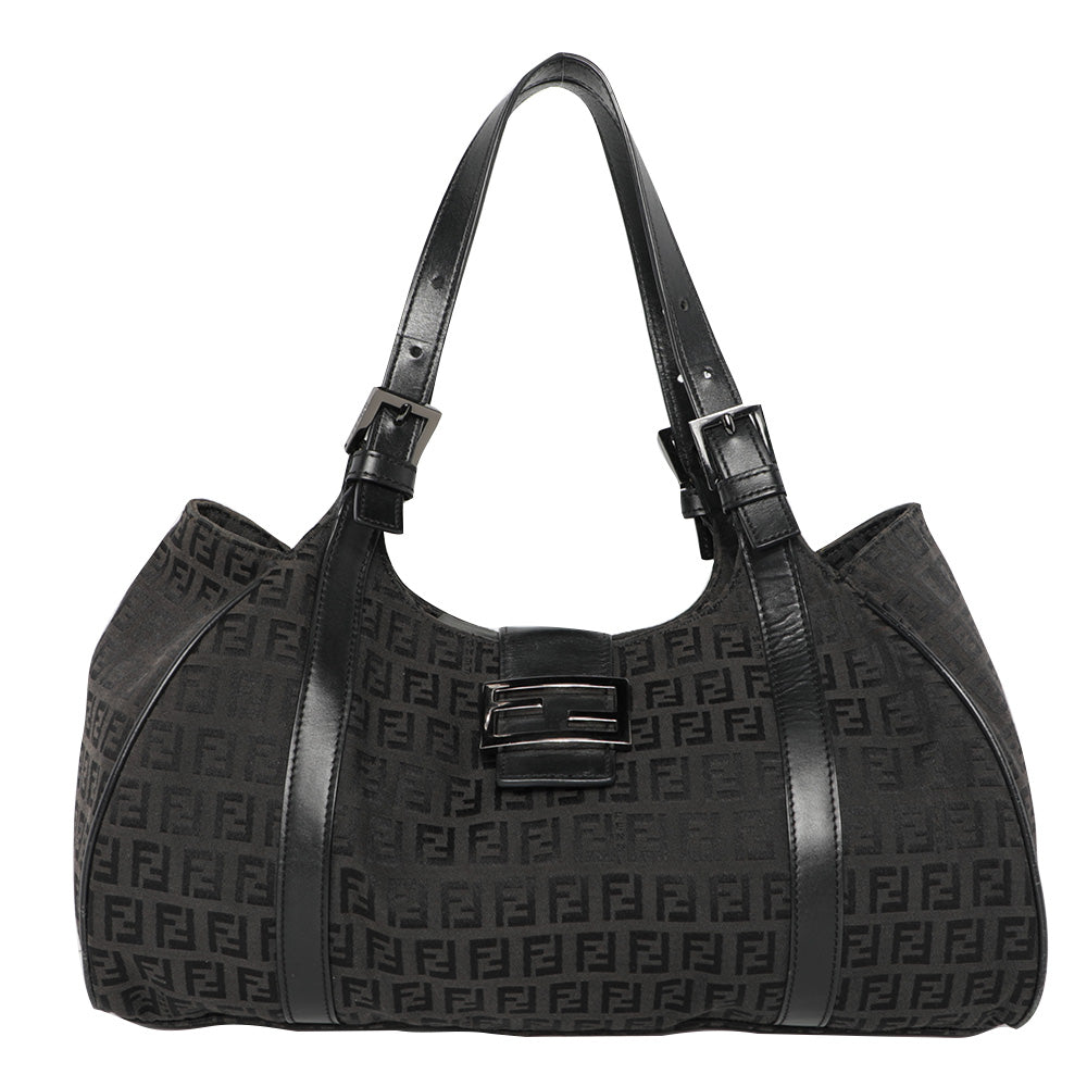 Y2K Fendi Zucca Zucchino Mogano Panna Piccola Oversized Hobo