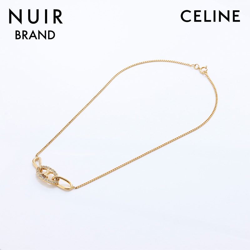 セリーヌ CELINE トリオンフ ラインストーン ネックレス ゴールド