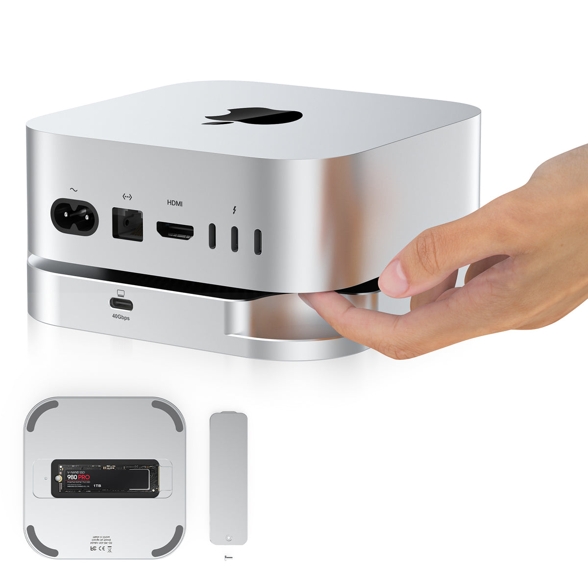 Mac Mini M4 Dock with 40Gbps M.2 NVMe SSD Enclosure, Tool-Free