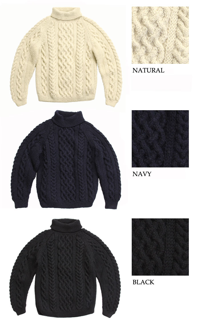 タートルネックアランセーターハンドニット 全3色【MAVAZI別注品