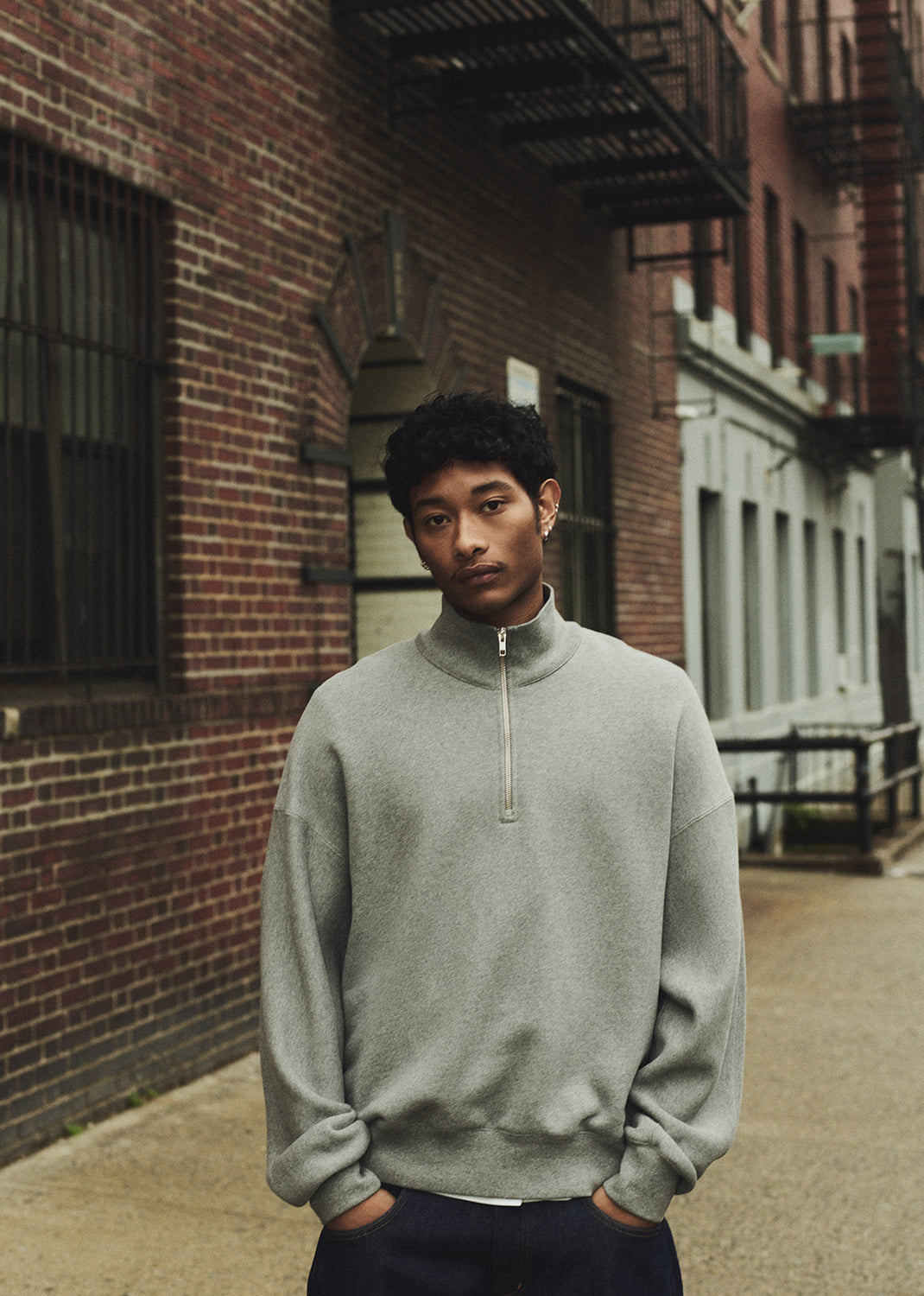 Idris Quarter Zip in Grey Heather – AGOLDE