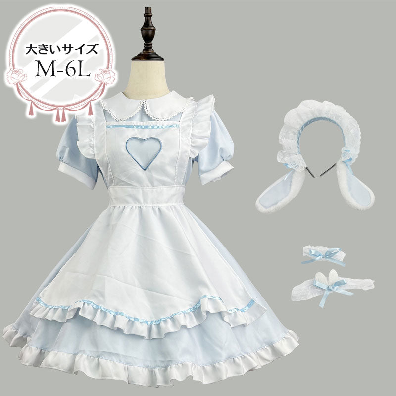 大きいサイズ レディース｜うさぎさんメイド服ワンピ―ス (M/L/2L/3L/4L