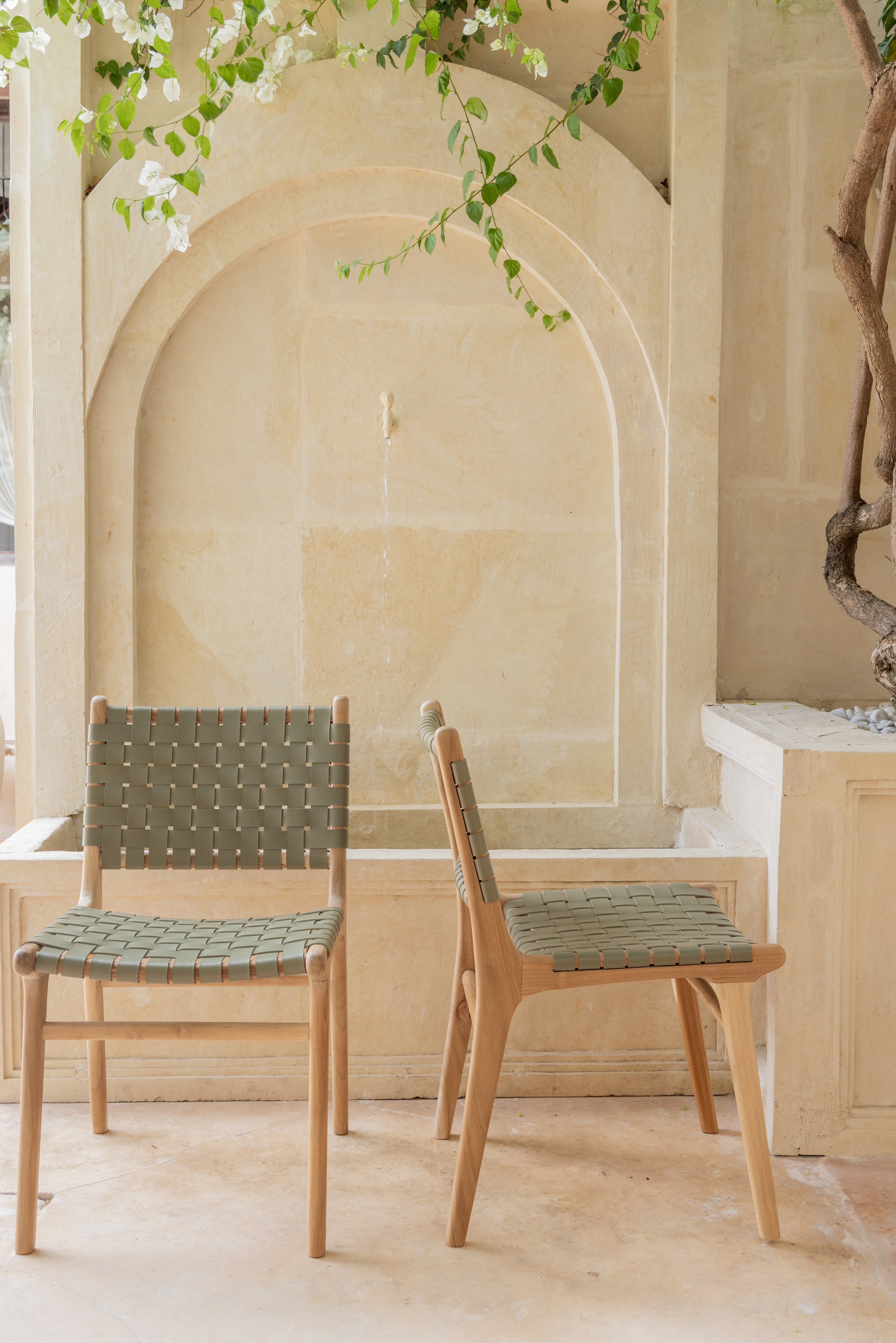 Kirana Teak and Woven Leather Dining Chair – balè