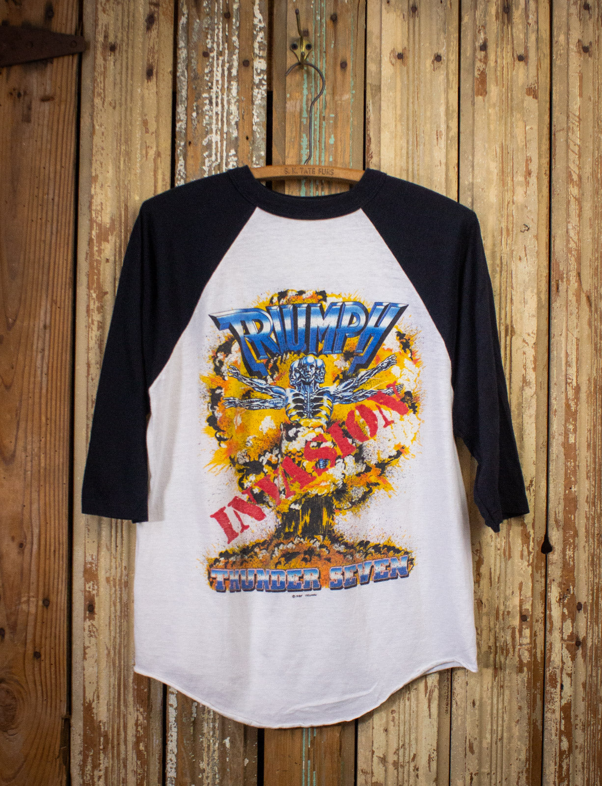 Vintage Triumph Rocks Texas Thunder Seven Invasion Raglan Concert