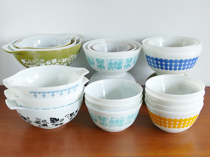 パイレックスカラフルドット柄ミキシングボウルセットコンプリート