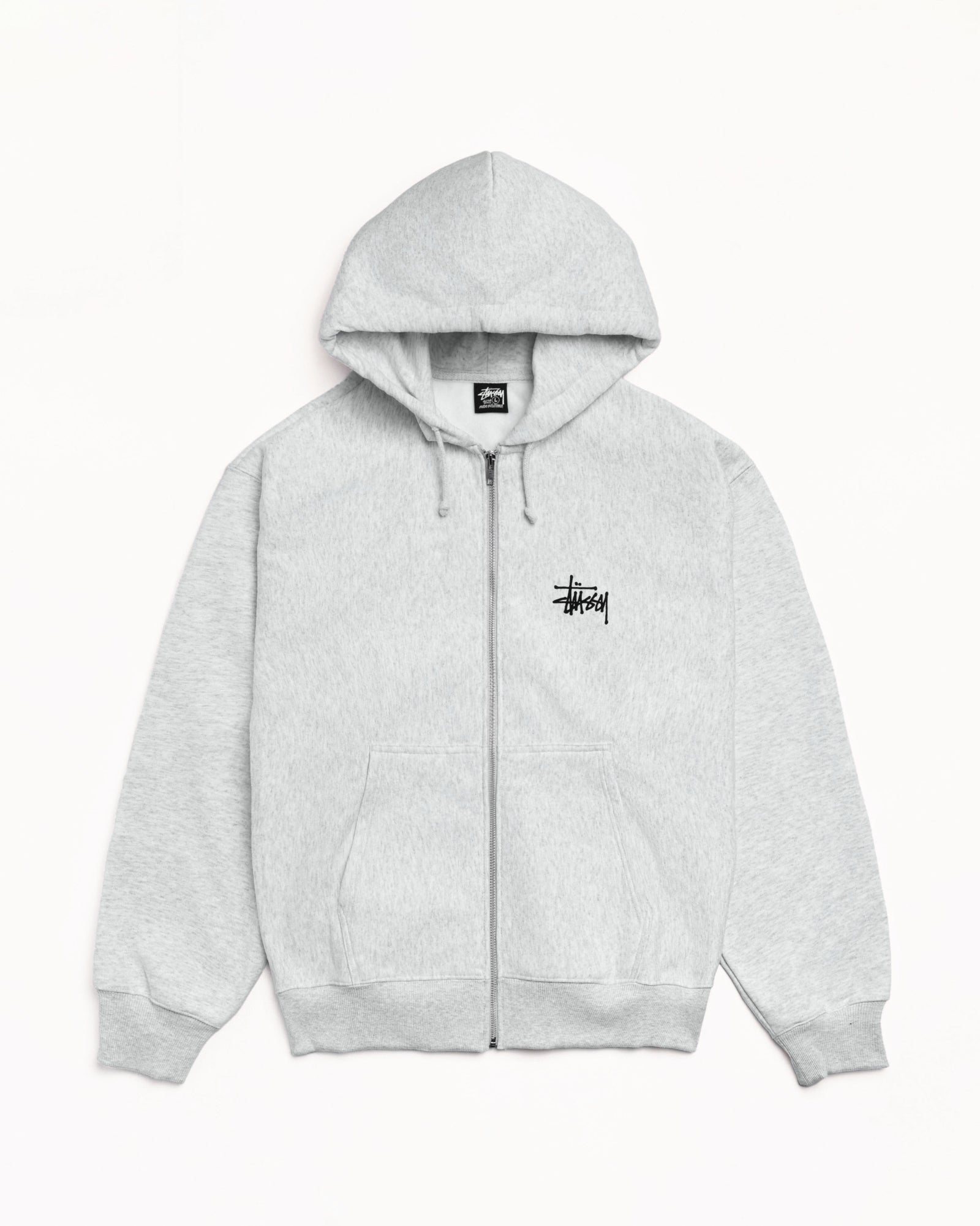 Basic Stüssy Zip Hoodie – Ash Heather | Sweats | Stüssy Canada