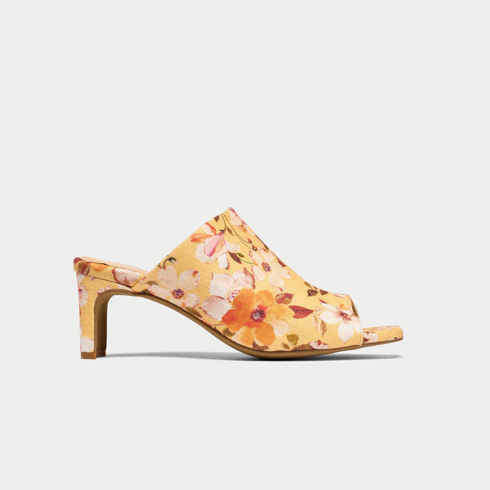 Calla | Debbie | Yellow floral kitten heel sandal