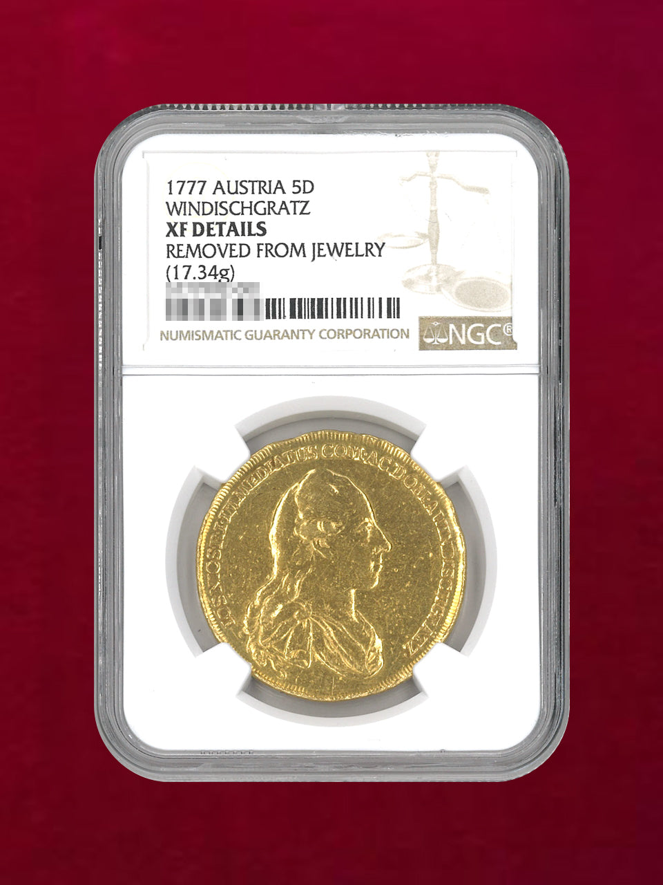 オーストリア・ウィンディッシュ・グレーツ】5デュカット 金貨
