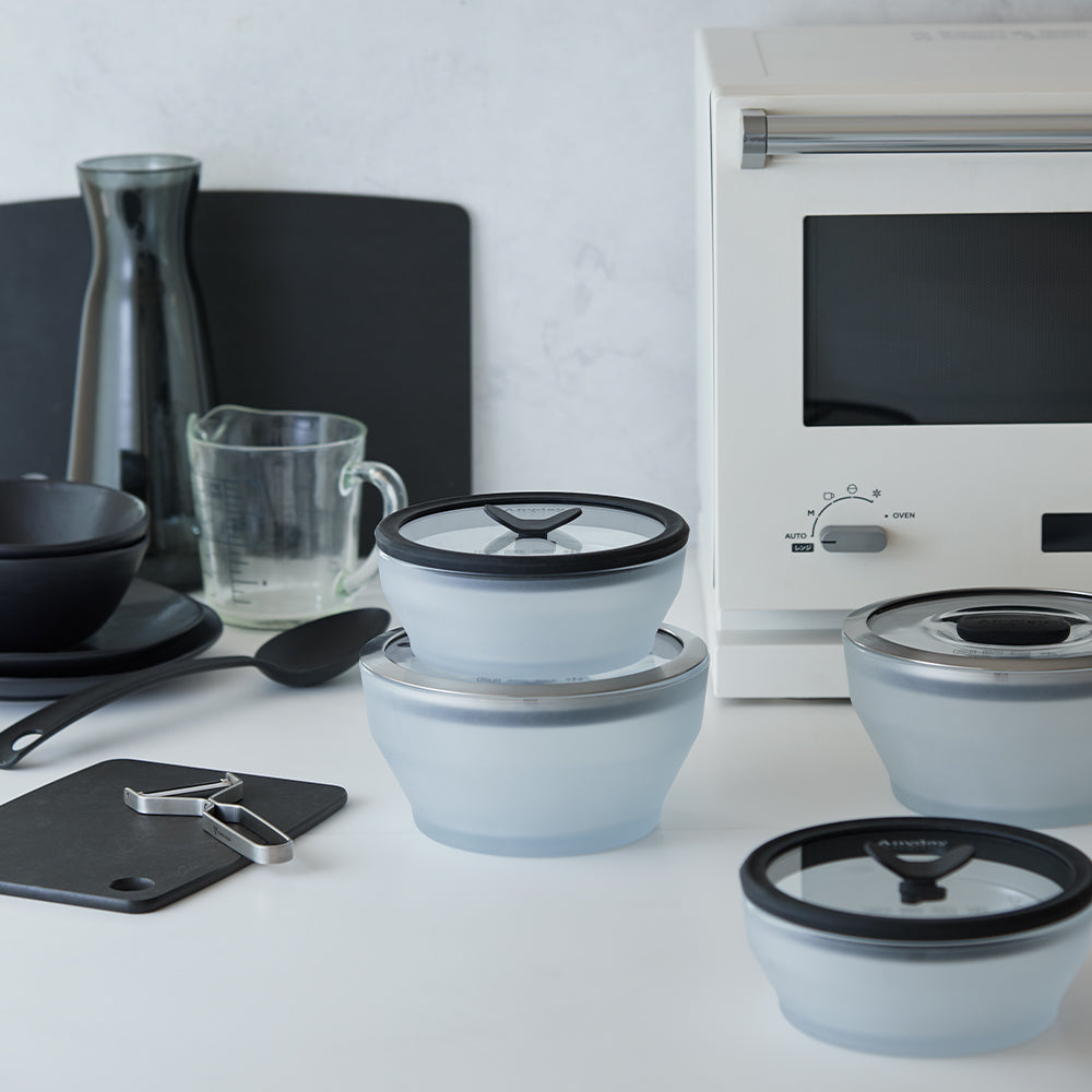 2ピースセットブラック 16cm&14cm | 電子レンジ調理器具 | Anyday