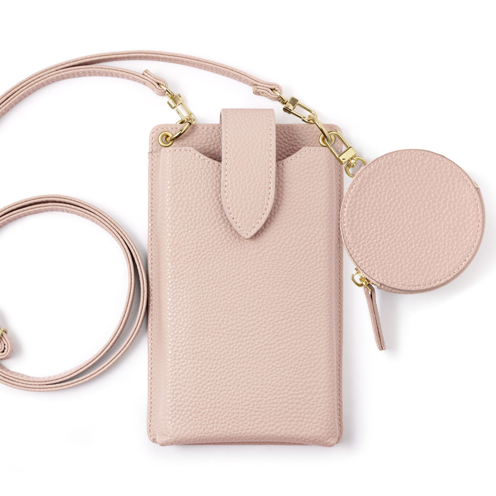 ヴィーガンレザー スマホポーチ&選べるミニポーチセット ダスティ