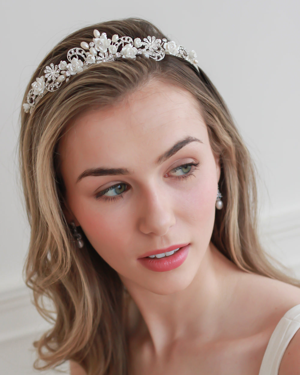 Rose & Pearl Flower Tiara - Shop Bridal Crowns | Dareth Colburn