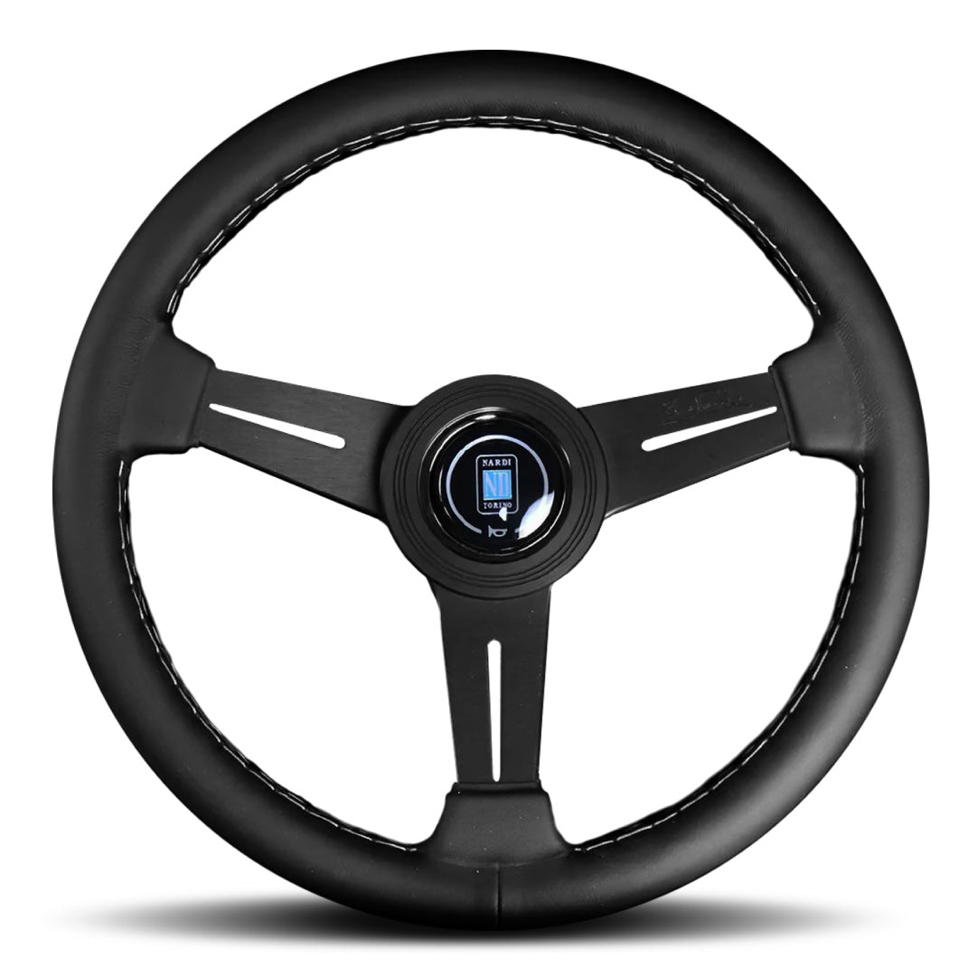 Nardi ND Classic Steering Wheel - Black Leather Grey Stitching Black S