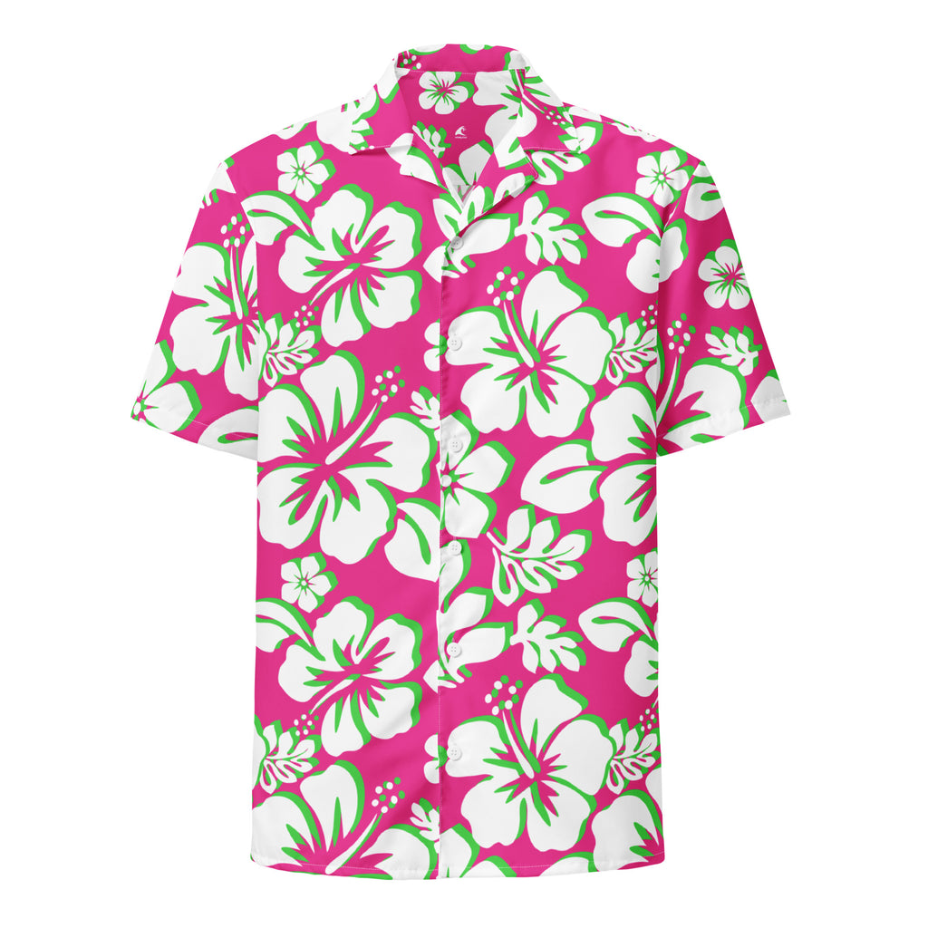 Hot Pink, White & Lime Green Hawaiian Aloha Shirt – Extremely