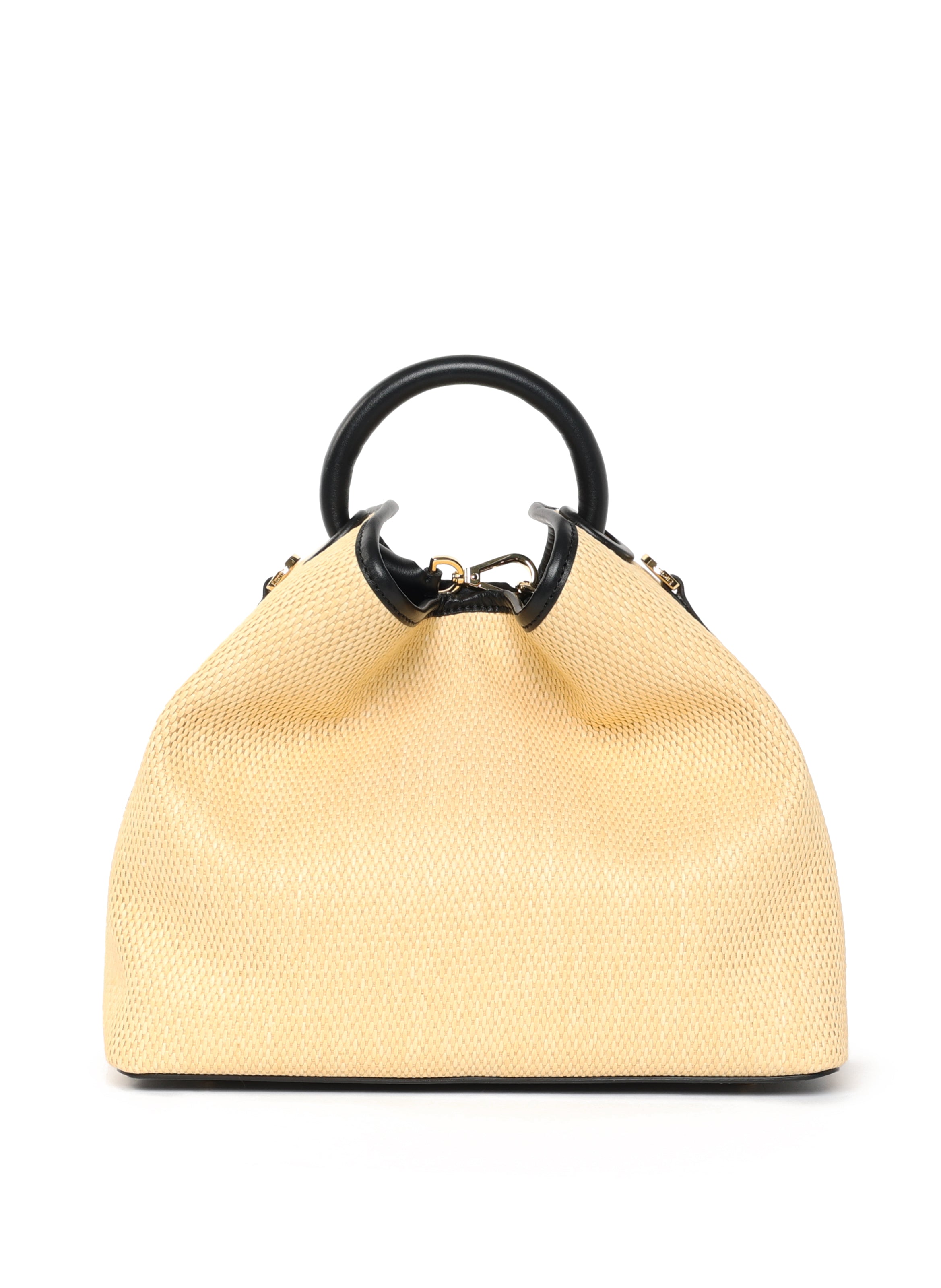 Raisin Raffia Leather Natural Black - Raffia Bag for Summer - Elleme