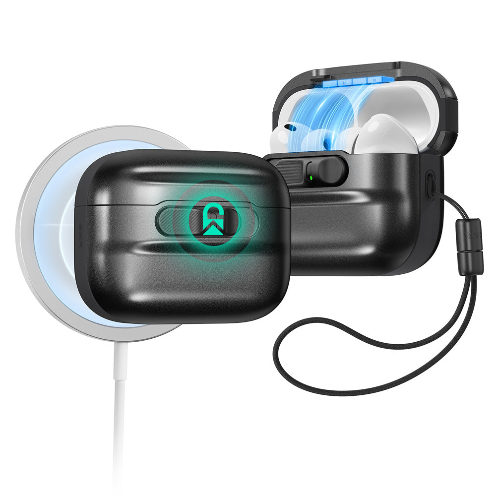 ブラック AirPods Pro 3 MagSafe充電対応ケース、ストラップ付き｜ESR
