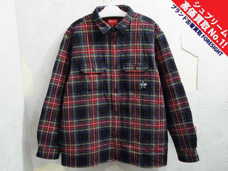 Supreme 'Quilted Plaid Flannel Shirt'キルティング フランネルシャツ