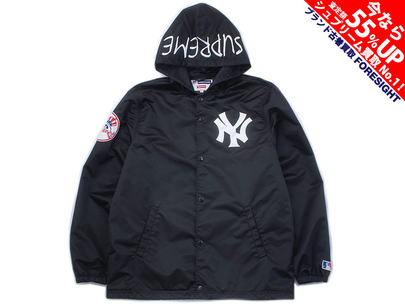 Supreme×New York Yankees×Majestic 'Satin Hooded Coaches Jacket