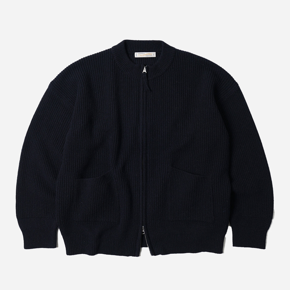 WOOL DECK ZIP UP TRACK TOP - NAVY- THE GREAT DIVIDE – Frizmworks