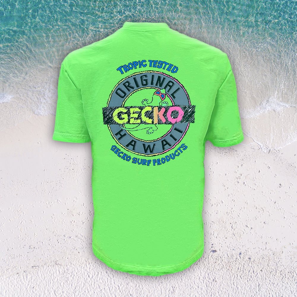 1988 Tropic Tested Neon Green - Retro Single Stitch Tee | Gecko Hawaii