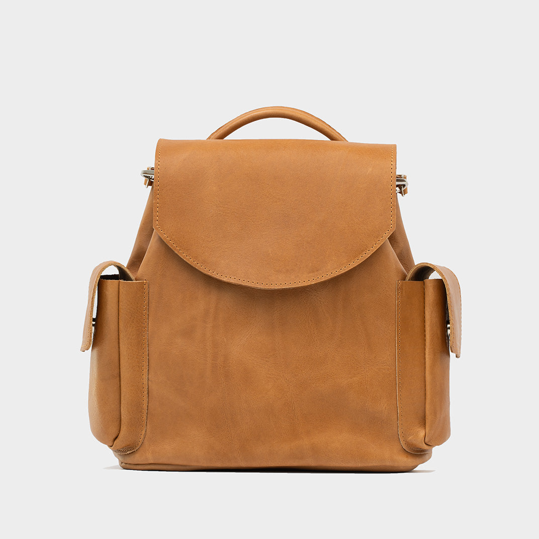 Small Leather Backpack - Chatelet (Camel) | Designer Mini Knapsack