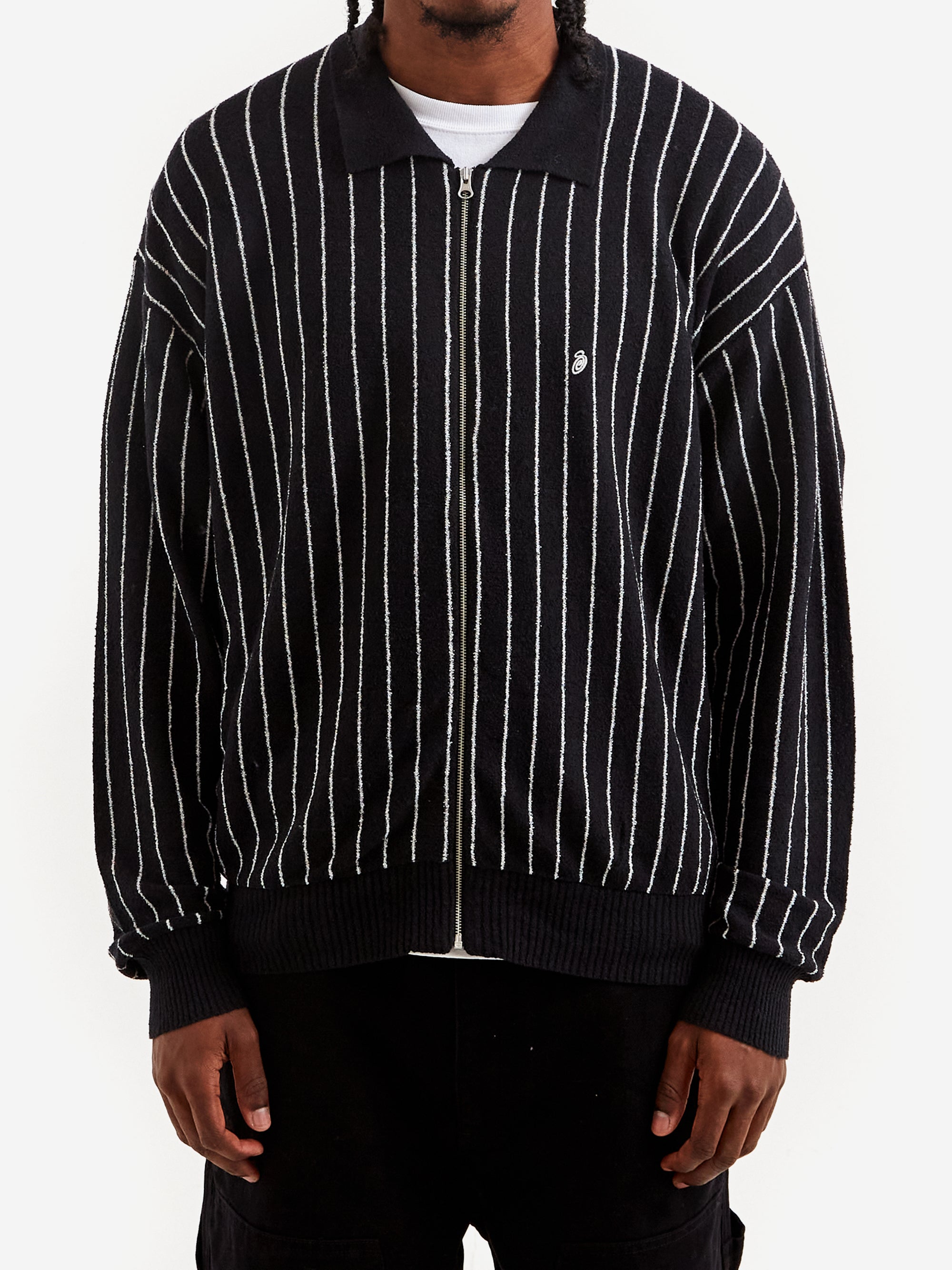 Stussy Light Weight Long Sleeve Zip Polo - Black Stripe – Goodhood