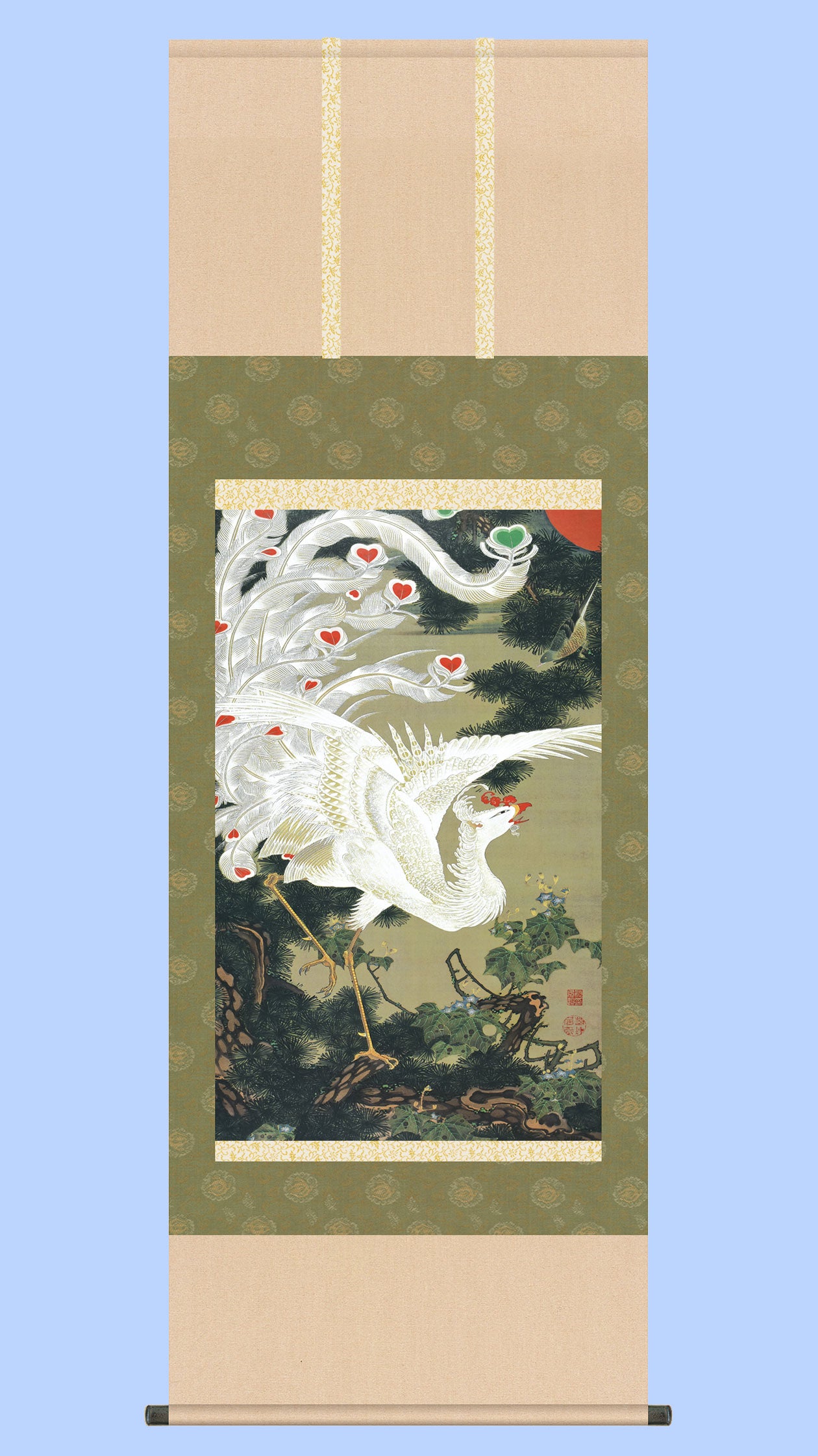 名画複製画掛け軸 老松白鳳図 伊藤若冲 – 寿鳳人形の東芸