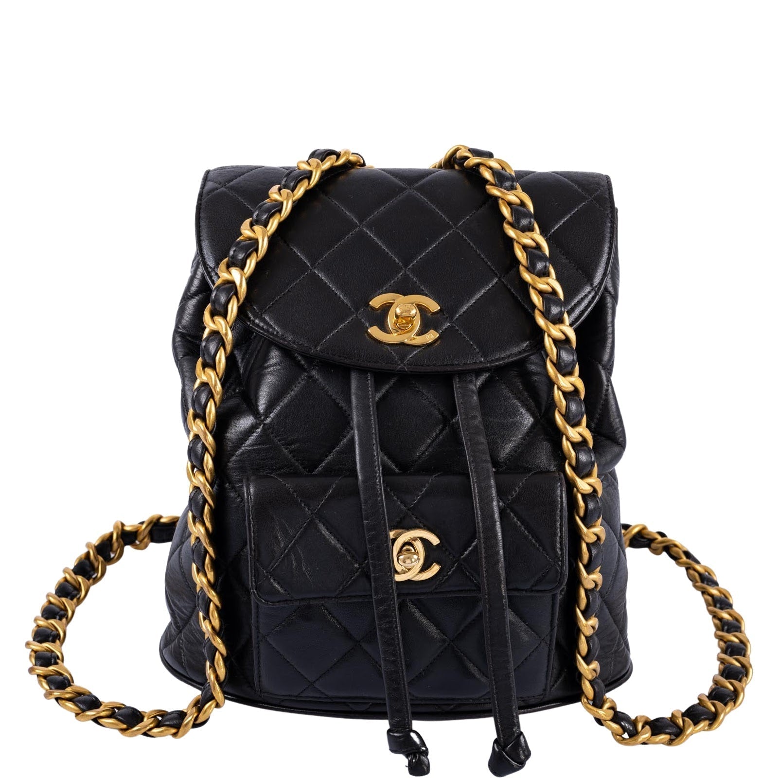 Chanel Mini Duma Backpack Black Quilted Lambskin Gold Hardware