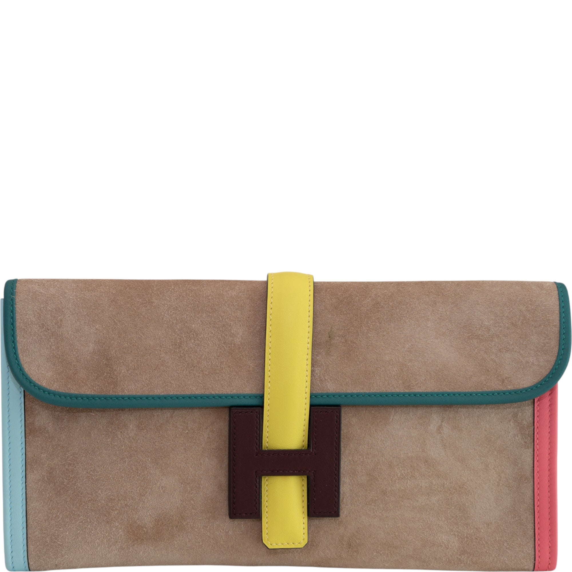 Hermès Jige Elan Clutch 29 Multicolor Doblis Suede Limited Edition