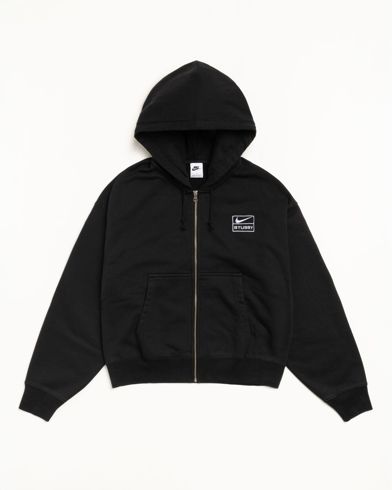 Stüssy & Nike Stone Washed Fleece Zip Hoodie – Black | Sweats