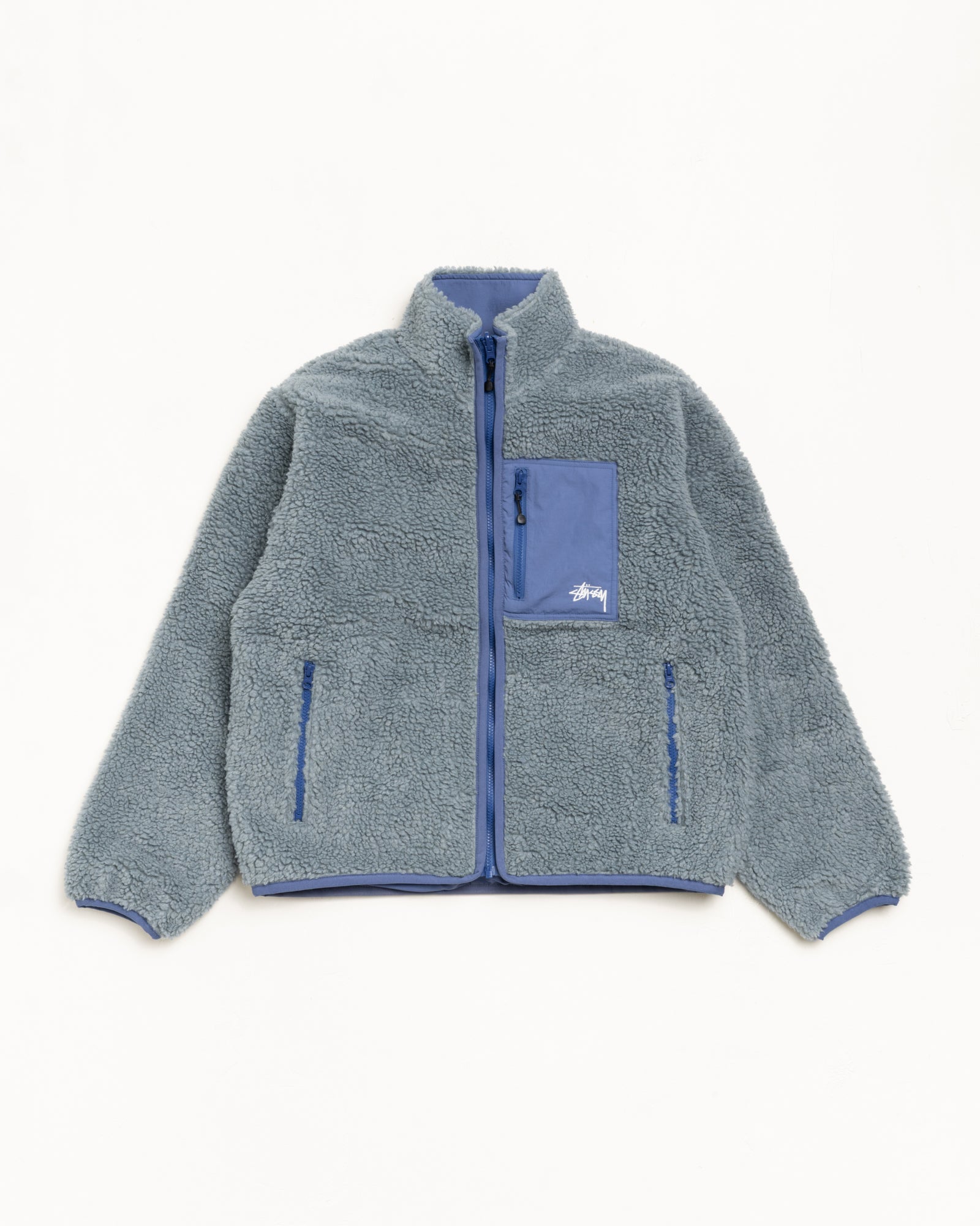 Sherpa Reversible Jacket – Bluestone | Sweats | Stüssy Japan