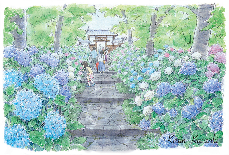 水彩画原画風景画称名寺 金の森の子どもたち 水彩画原画風景画称名寺金