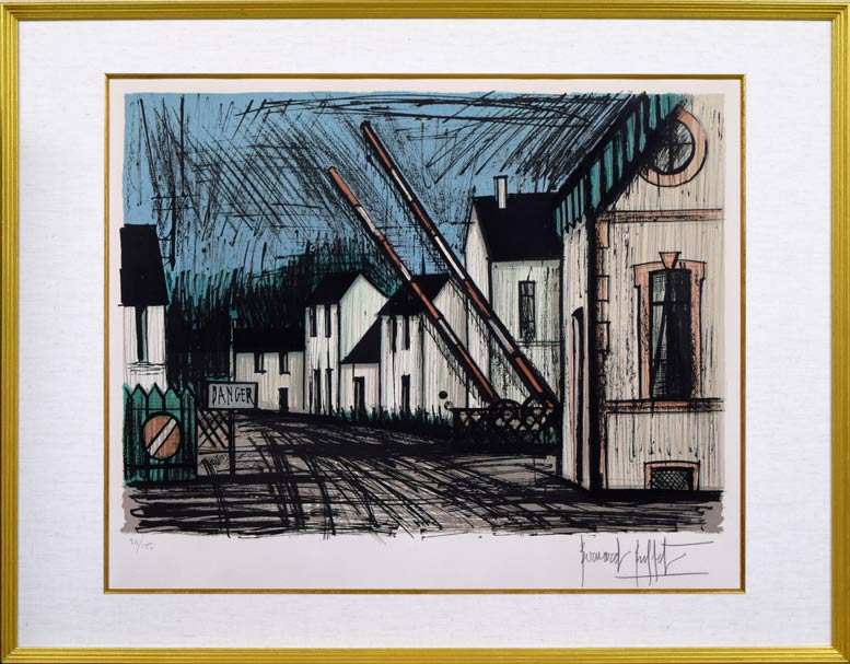 ベルナール・ビュッフェ（Bernard BUFFET）「踏切」リトグラフ 絵画