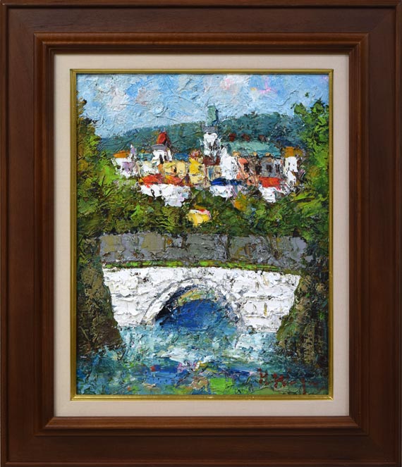 渡部ひでき「パリ郊外」油絵・F6号 絵画買取・販売の小竹美術