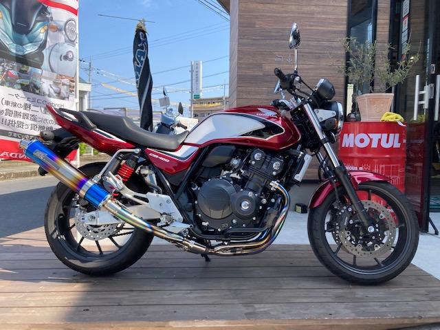 CB400SF TSRフルエキ交換作業（ライダーハウスドリームの作業実績 2022