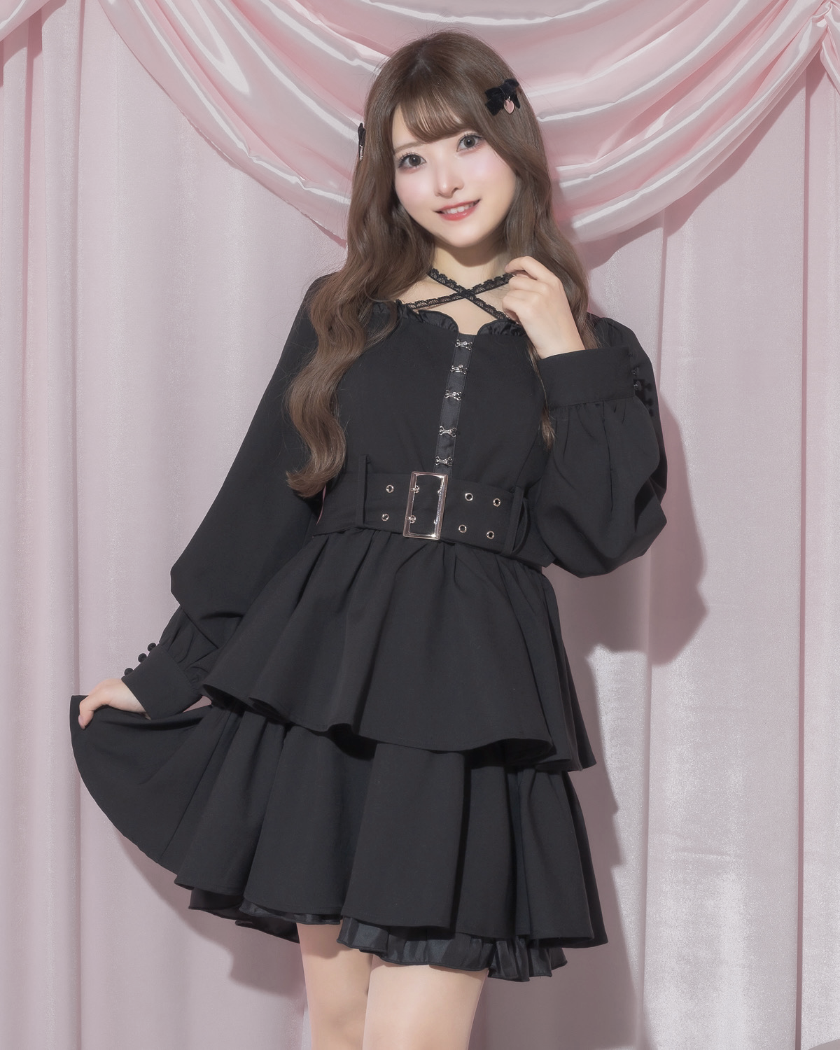 フロントホックティアードミニワンピース – pium