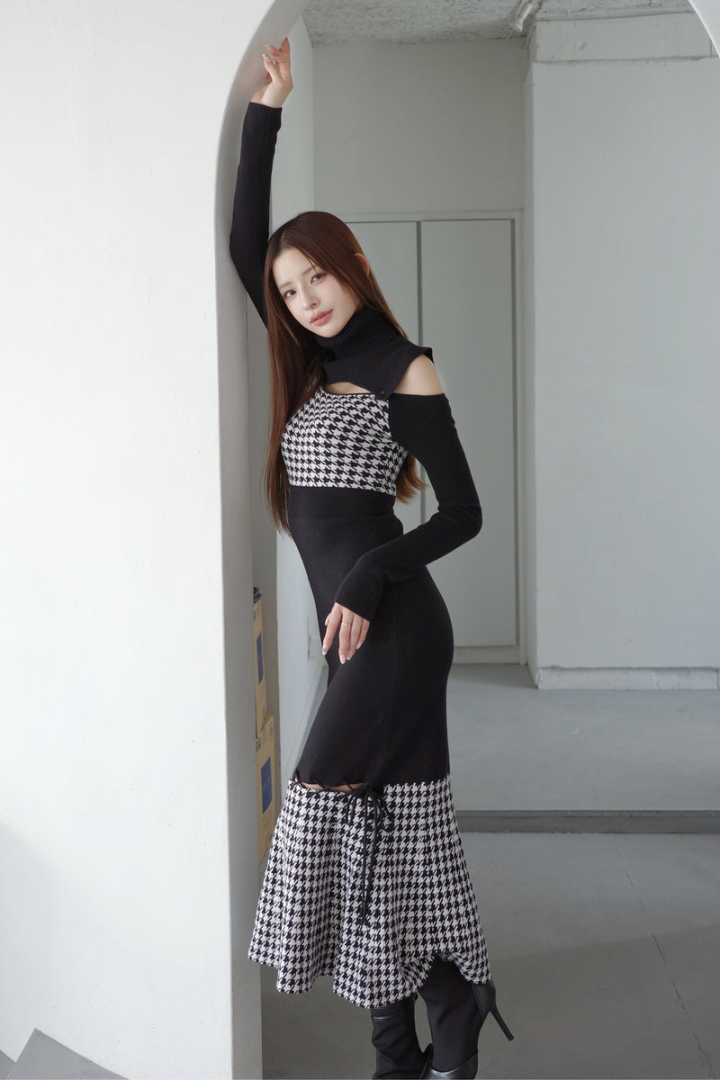 2wayハウンドトゥースストリングコアワンピース – Randy