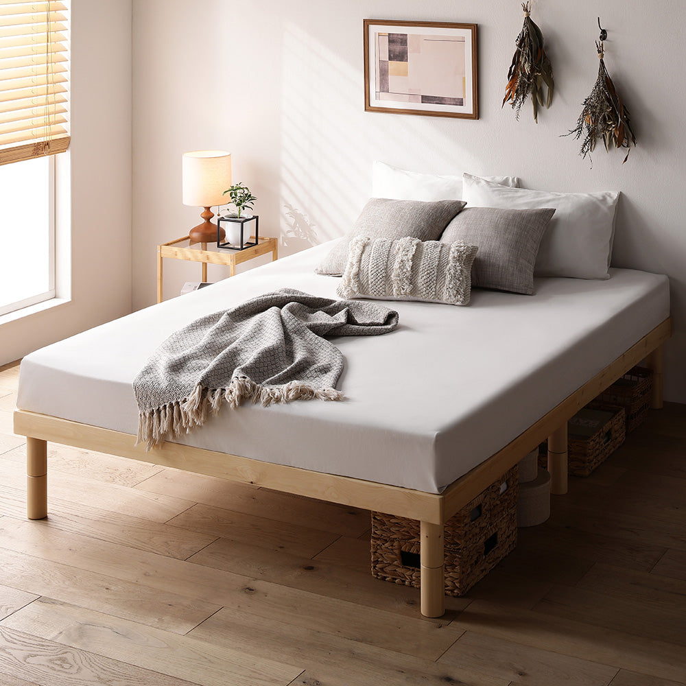 高さ調整可能 天然木すのこベッド 『NOORA ノーラ』/3段階で高さ調整が