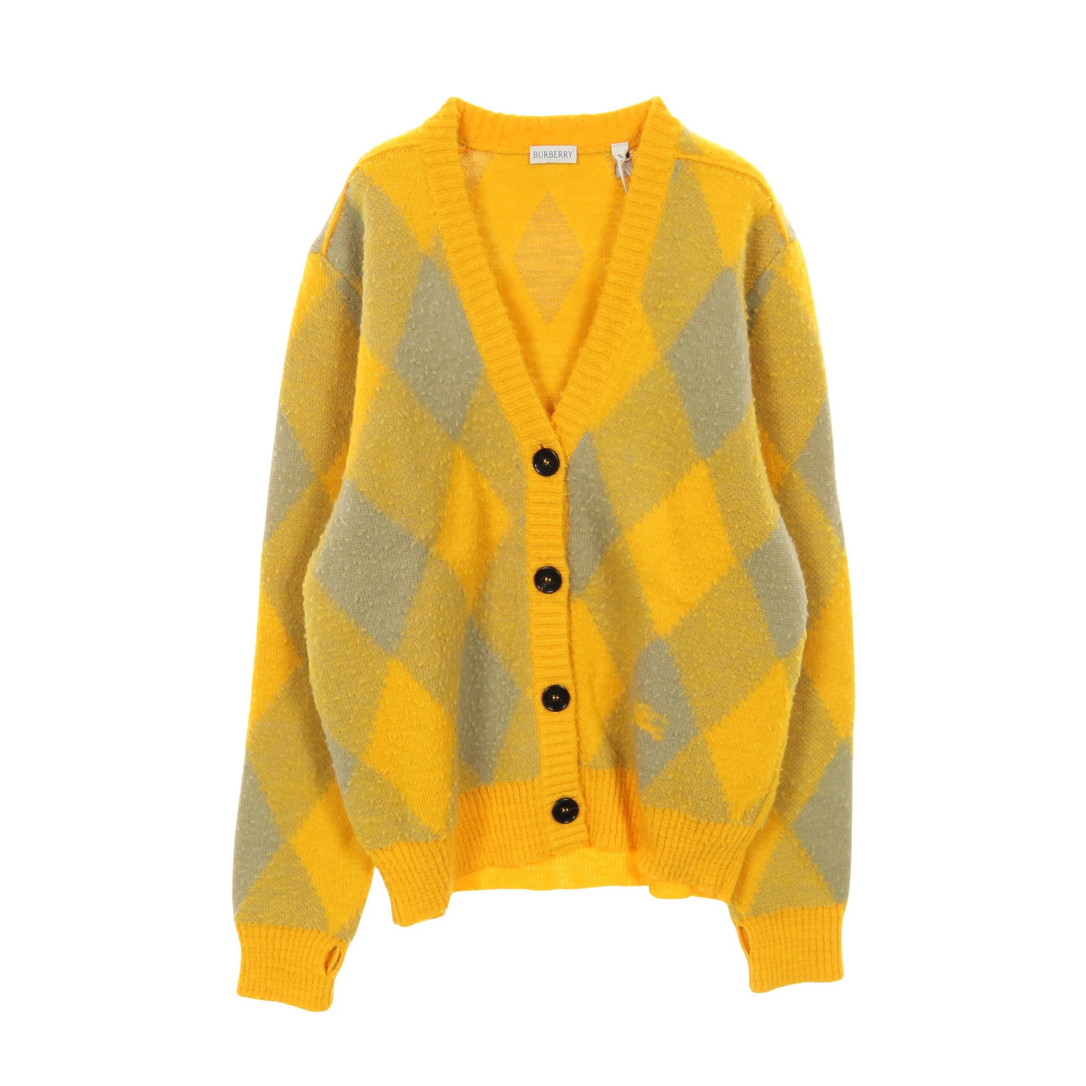 カーディガン アーガイル ウール イエロー グレー バーバリー – RECLO