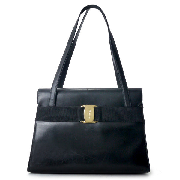 Salvatore Ferragamo Vara金具レザーハンドバッグ（黒） – Vintage
