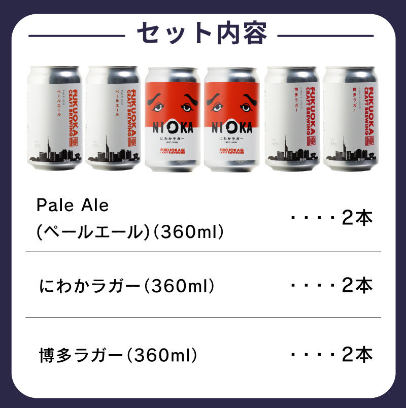 フクオカクラフト レギュラー3種類各2本 詰め合わせギフトセット 360ml