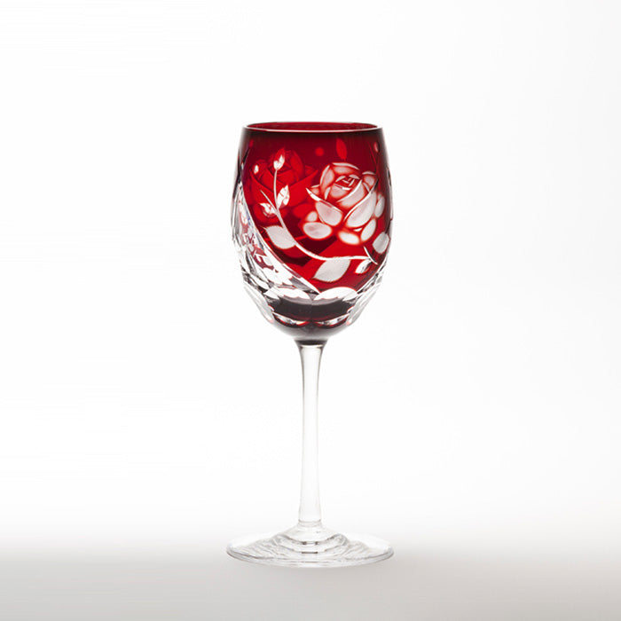 M-381-R 薔薇文様 ワイングラス アカ – 硝子工房 彩鳳