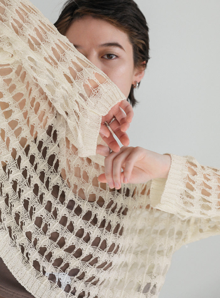 ショート丈メッシュニットトップス – SELECT MOCA