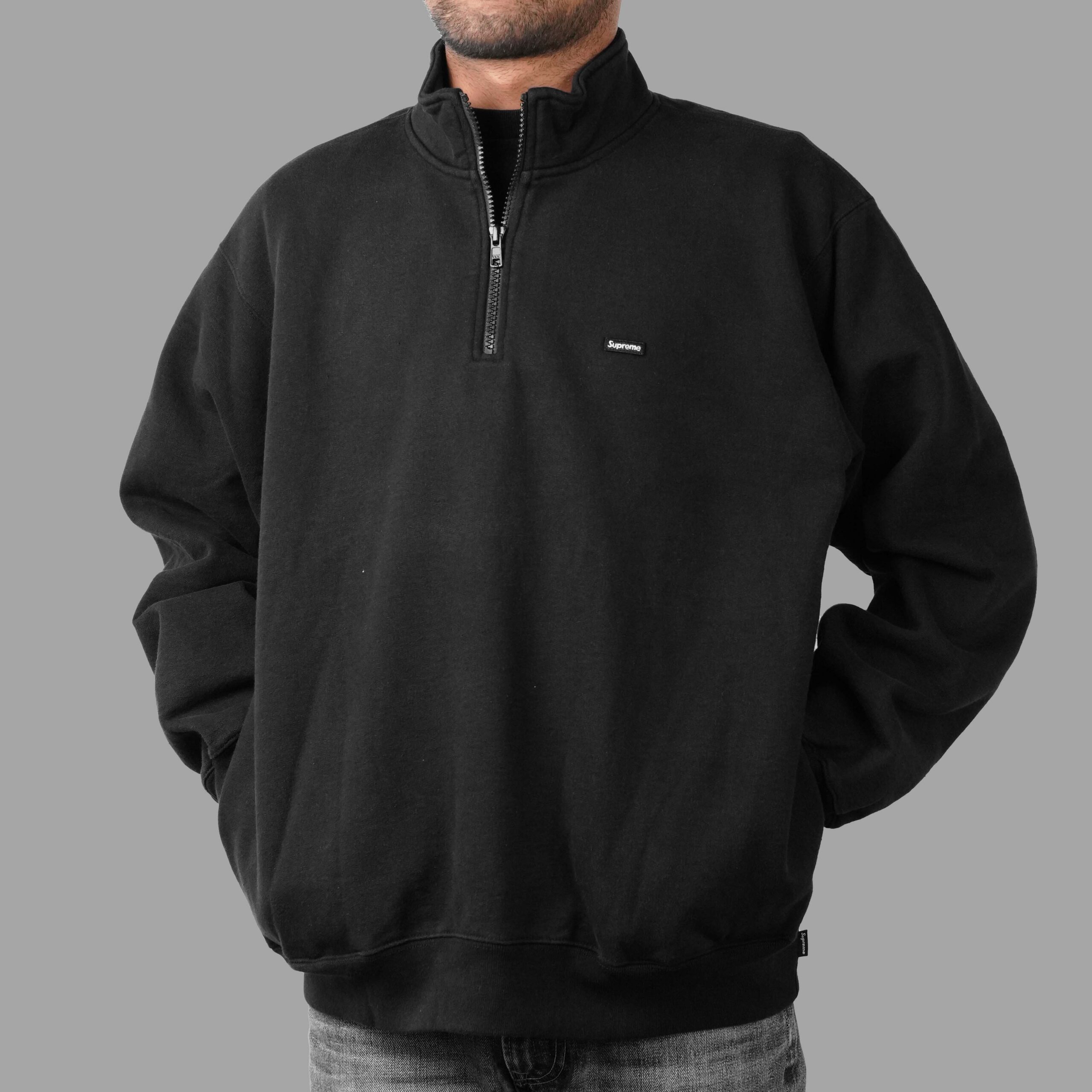 Supreme Small Box Half Zip Pullover Black | Senikersku