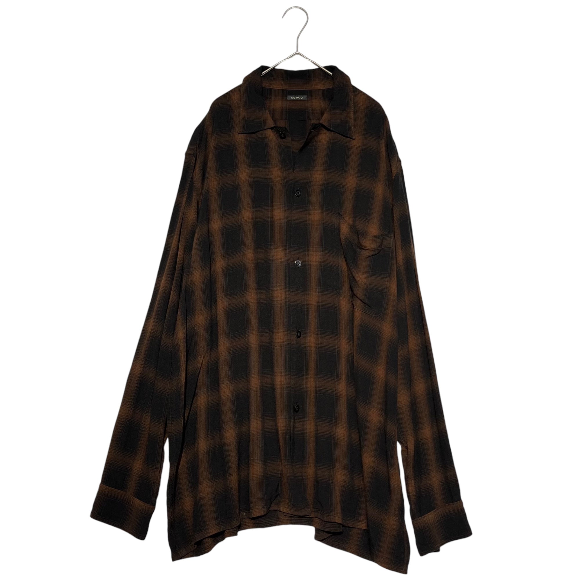 COMOLI(コモリ) 24SS Rayon collar open shirt (check) レーヨン