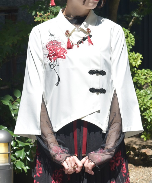 彼岸花刺繍ショートシャツ | axes femme | axes femme online shop