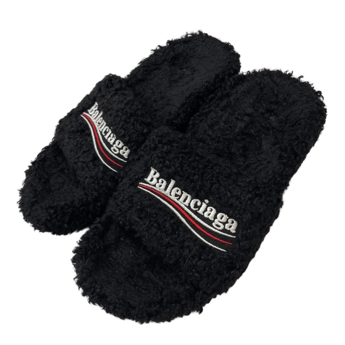 BALENCIAGA(バレンシアガ) キャンペーンロゴファーサンダル ブラック