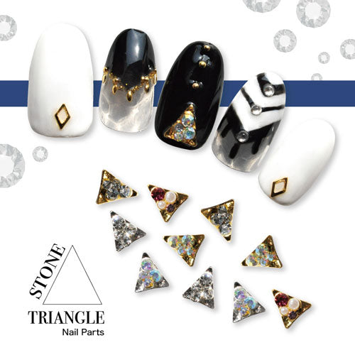 ネイルパーツ(ゴールド/シルバー)ストーン付きトライアングル三角形