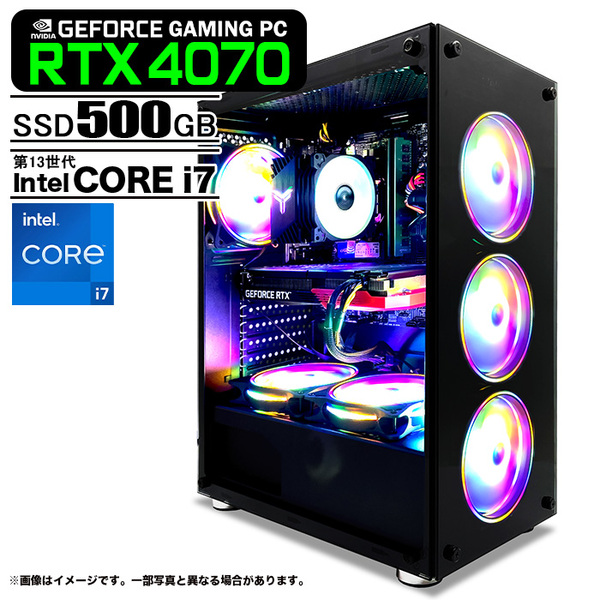 ゲーミングPC ブラック GeForce RTX4070 第13世代 Intel Corei7 13700F